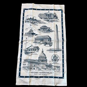 Vintage Linen Dish Tea Towel Historic Washington DC Souvenir Historical Sites